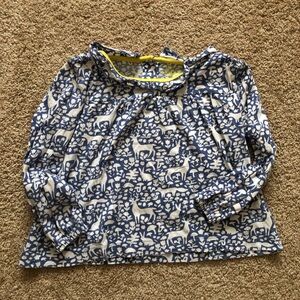 Mini Boden Blue Woodland Patterned Knit shirt top
Long sleeve girls 5-6 blouse